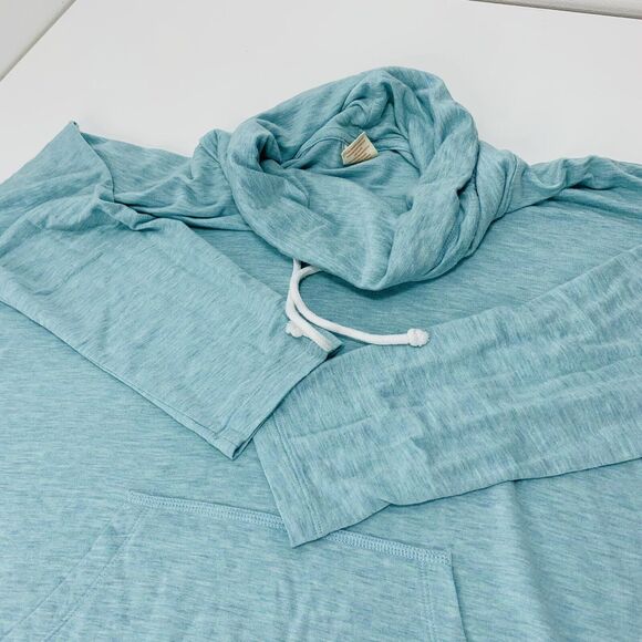 Womens Jasmine And Ginger L Blue Cowl Neck LS  Popover Top Pockets Ultra Soft - Picture 1 of 5